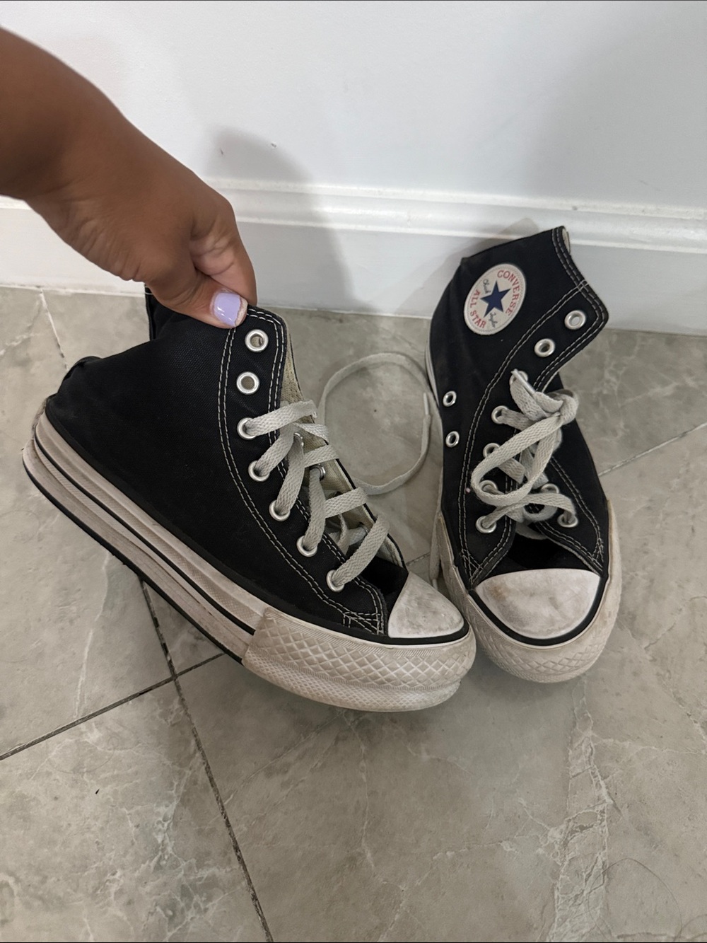 Converse Kids Black High-Top Sneakers with White Accents
